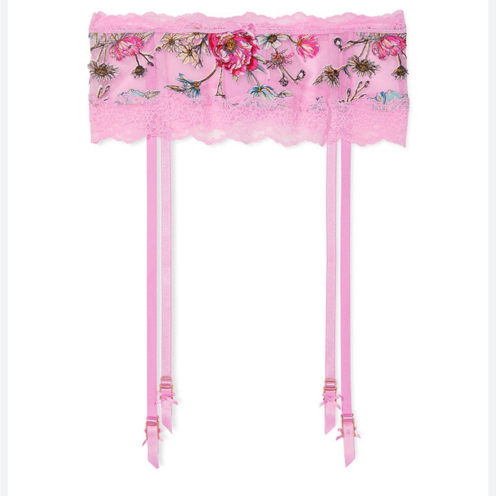 Victoria’s Secret dream angels Floral Embroidery waist Garter Belt mesh lace NEW